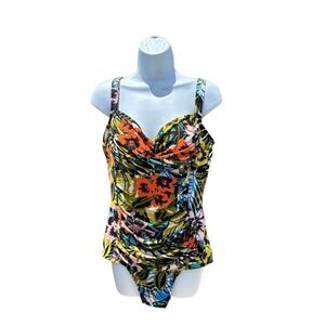 Miraclesuit Floral Hibiscus Red Yellow Green Blue Size 12